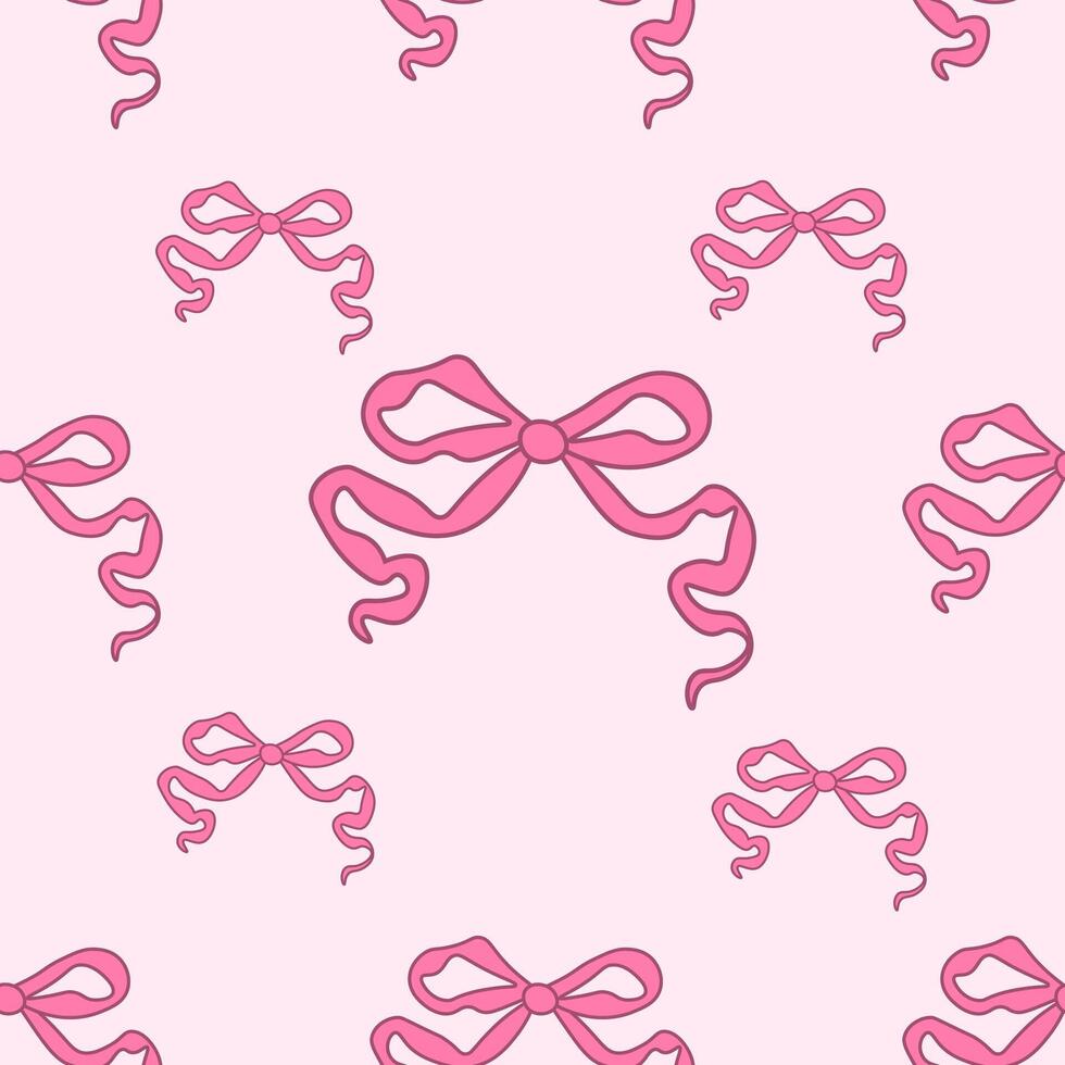 Decorative pink bows seamless pattern. Trendy design. Cute feminine romantic background for textile, wallpaper, wrapping vector