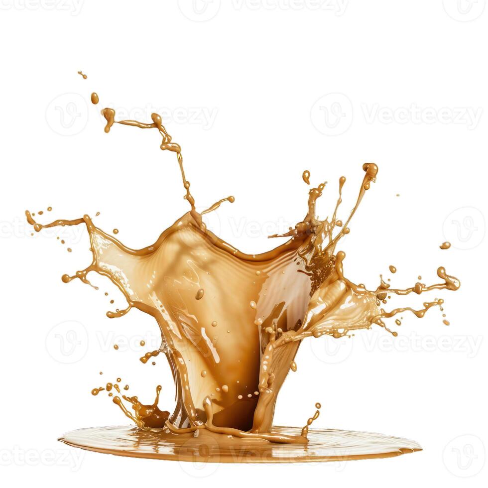 Chocolate splashing and making a crown shape with drops photo
