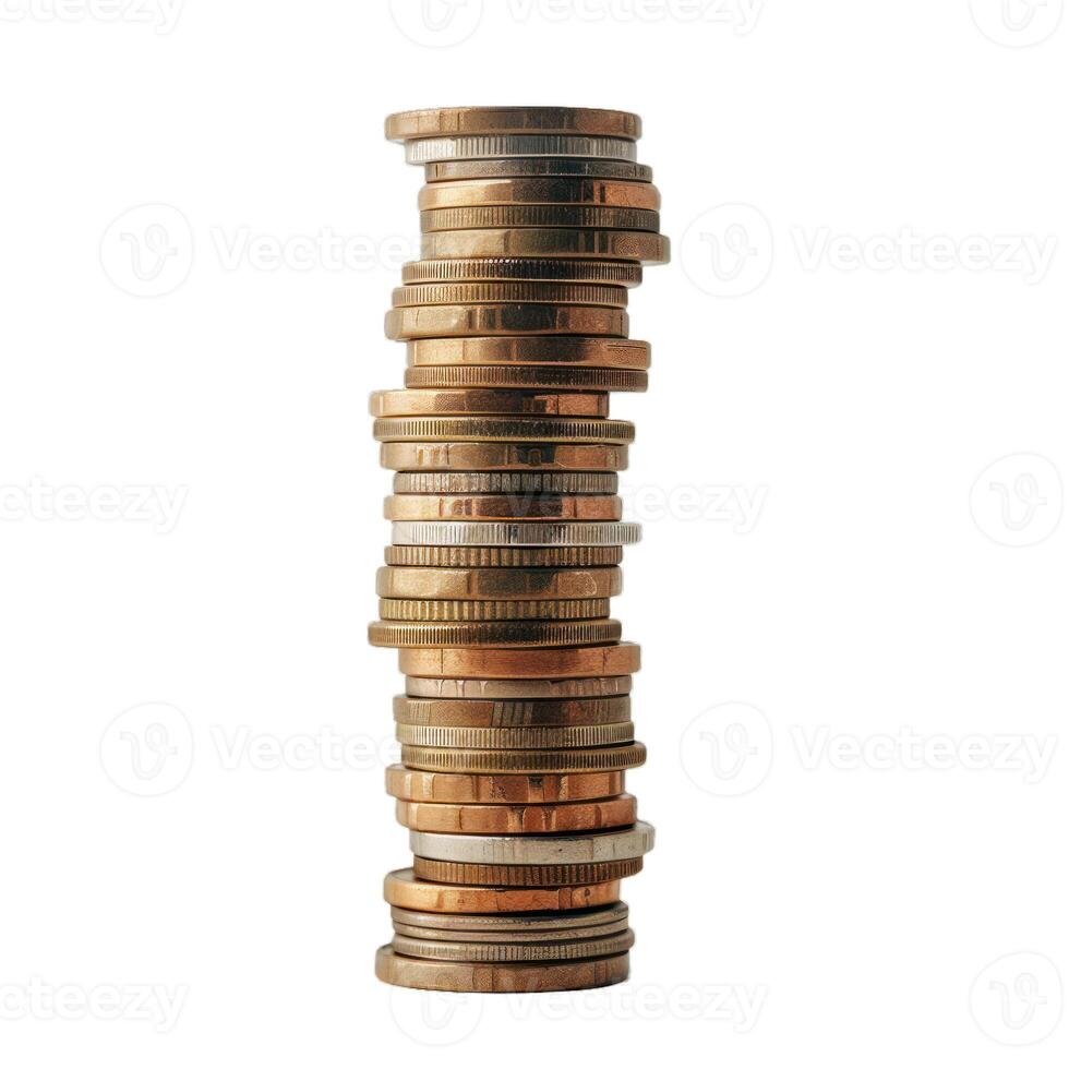 Stack of euro coins creating increasing saving tower photo