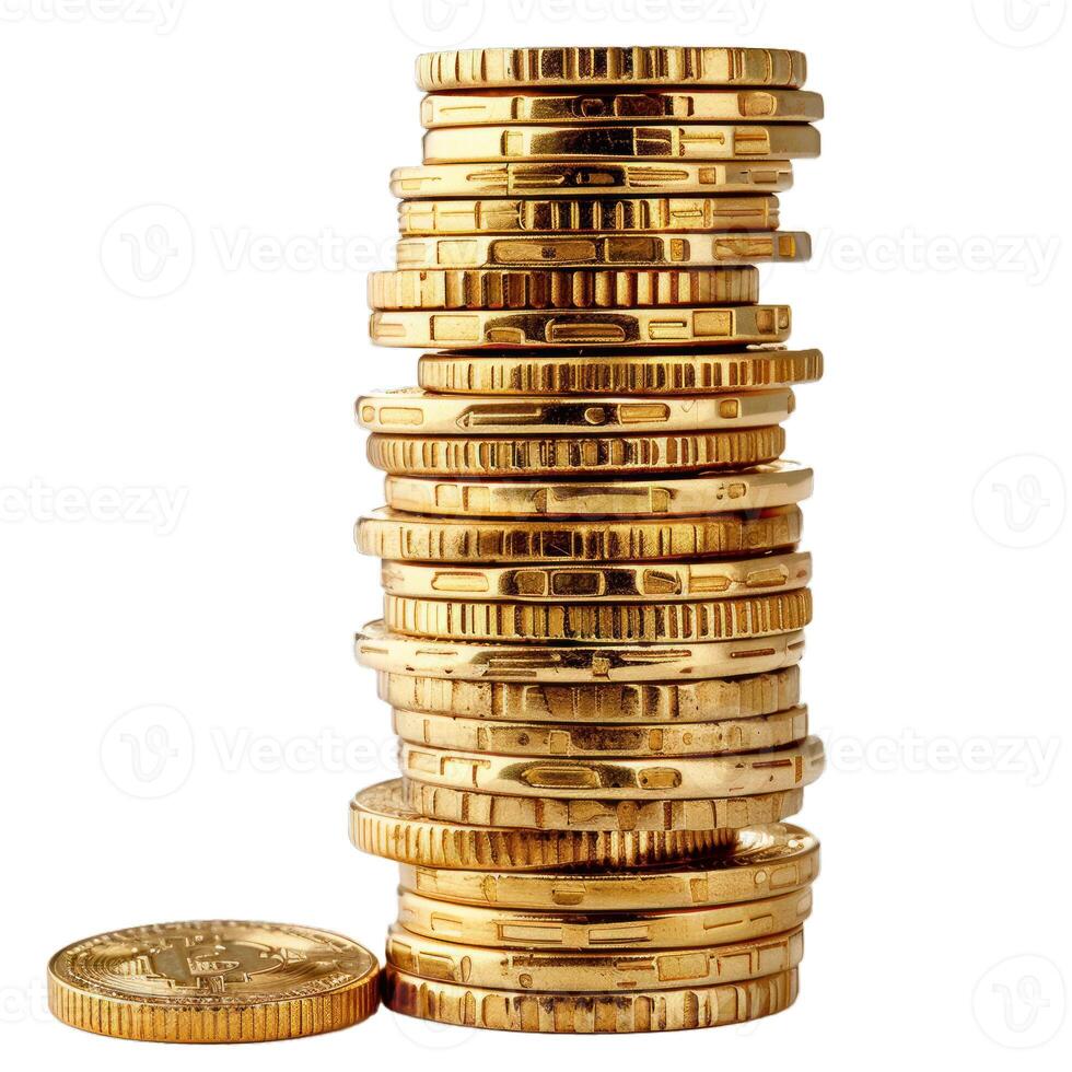 Stack of gold coins growing higher with each deposit photo