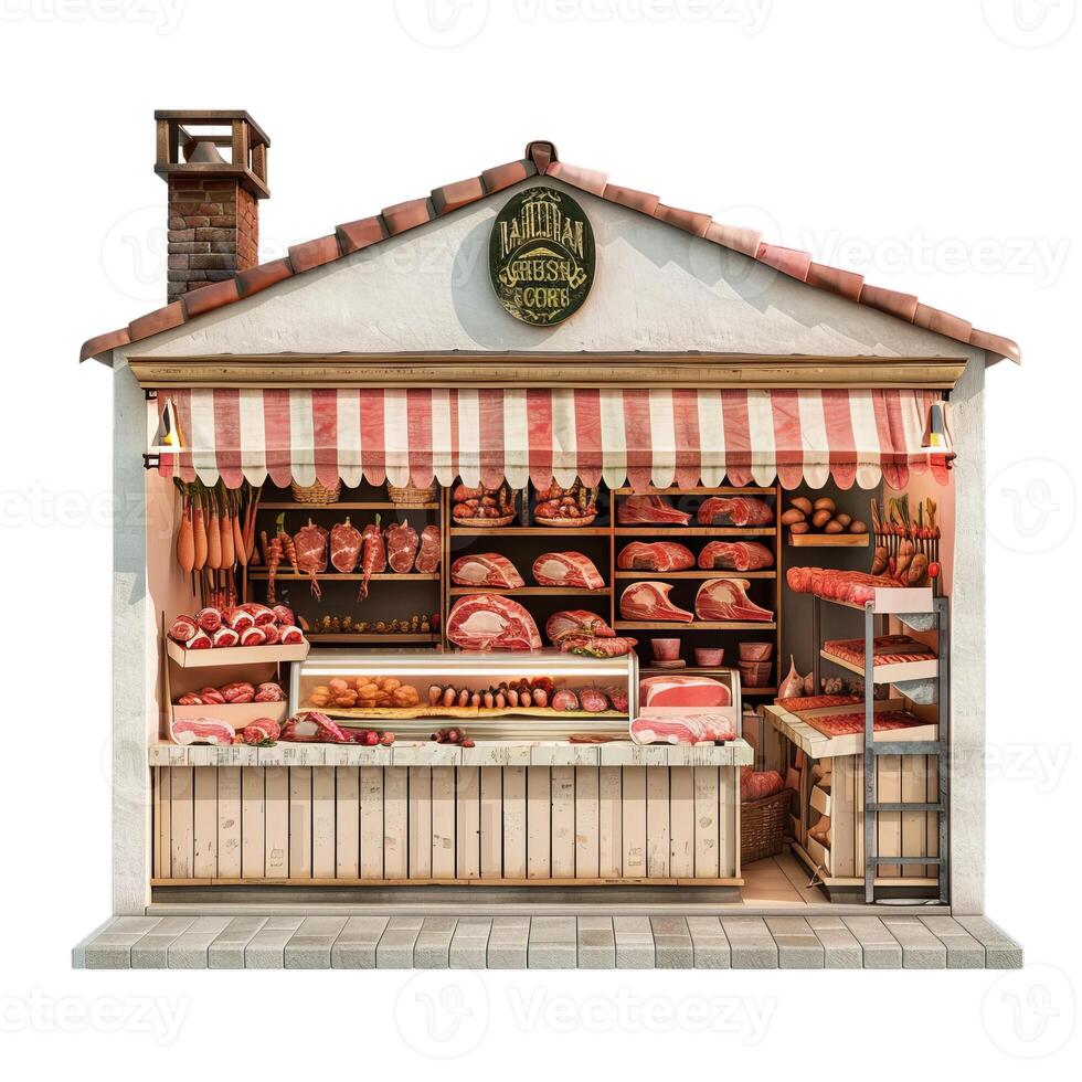 Charming vintage butcher shop facade photo