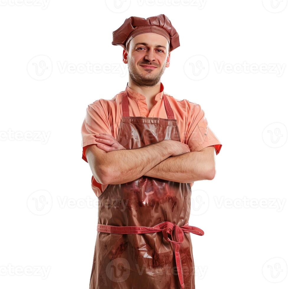 Confident chef with arms crossed on transparent background photo