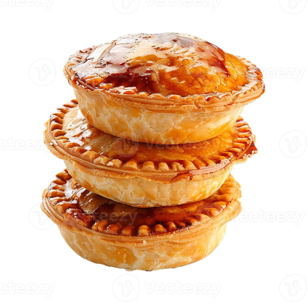 Stack of golden meat pies on transparent background photo