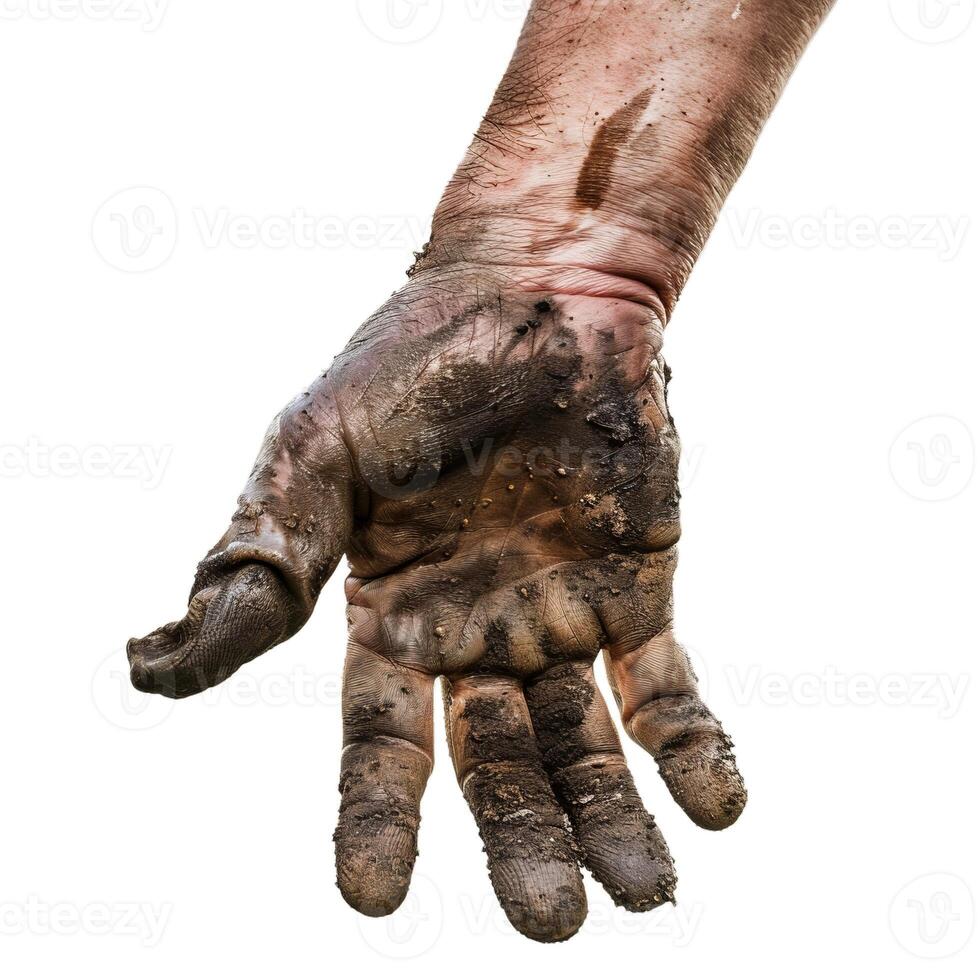 Dirty hand hard work concept photo