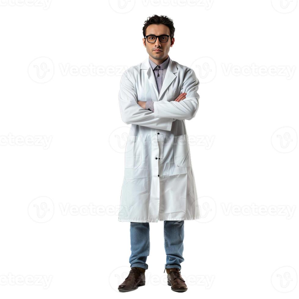 Confident young male doctor standing with arms crossed photo