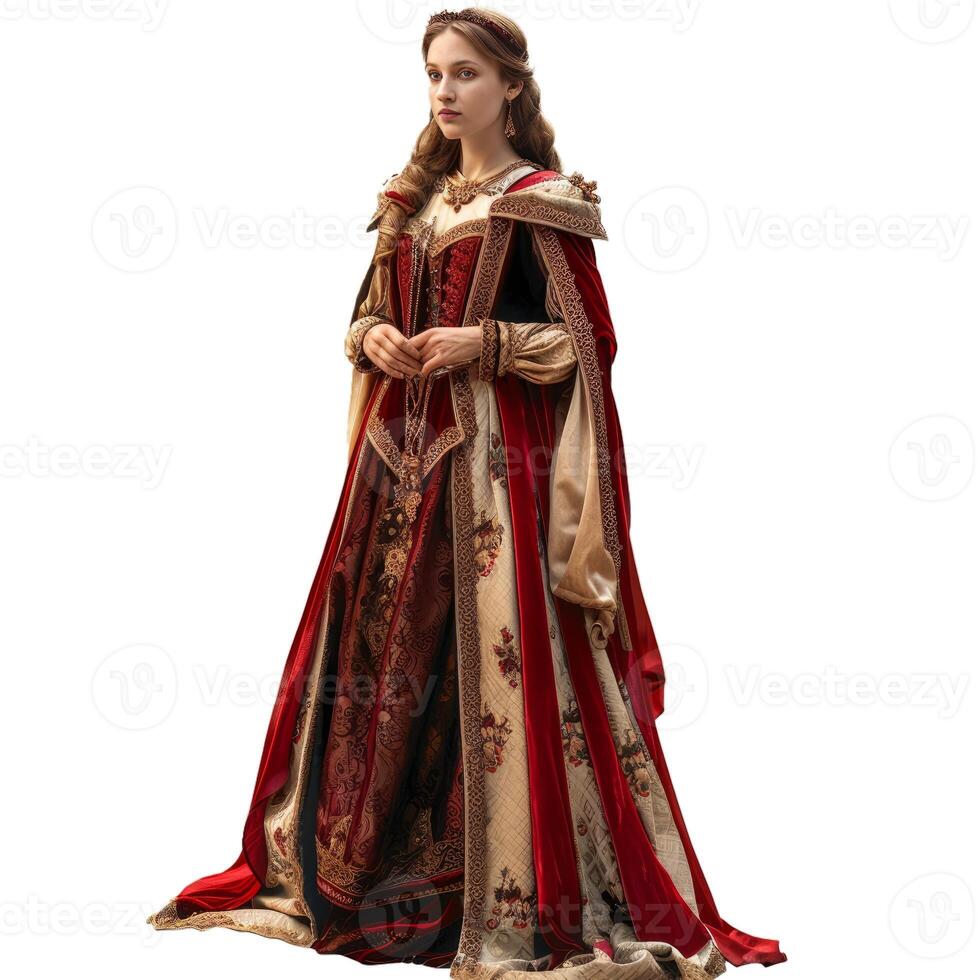 Elegant medieval lady in traditional costume photo