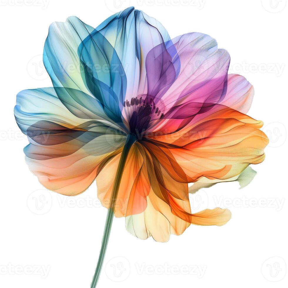 Artistic colorful flower with visible structure on white background photo