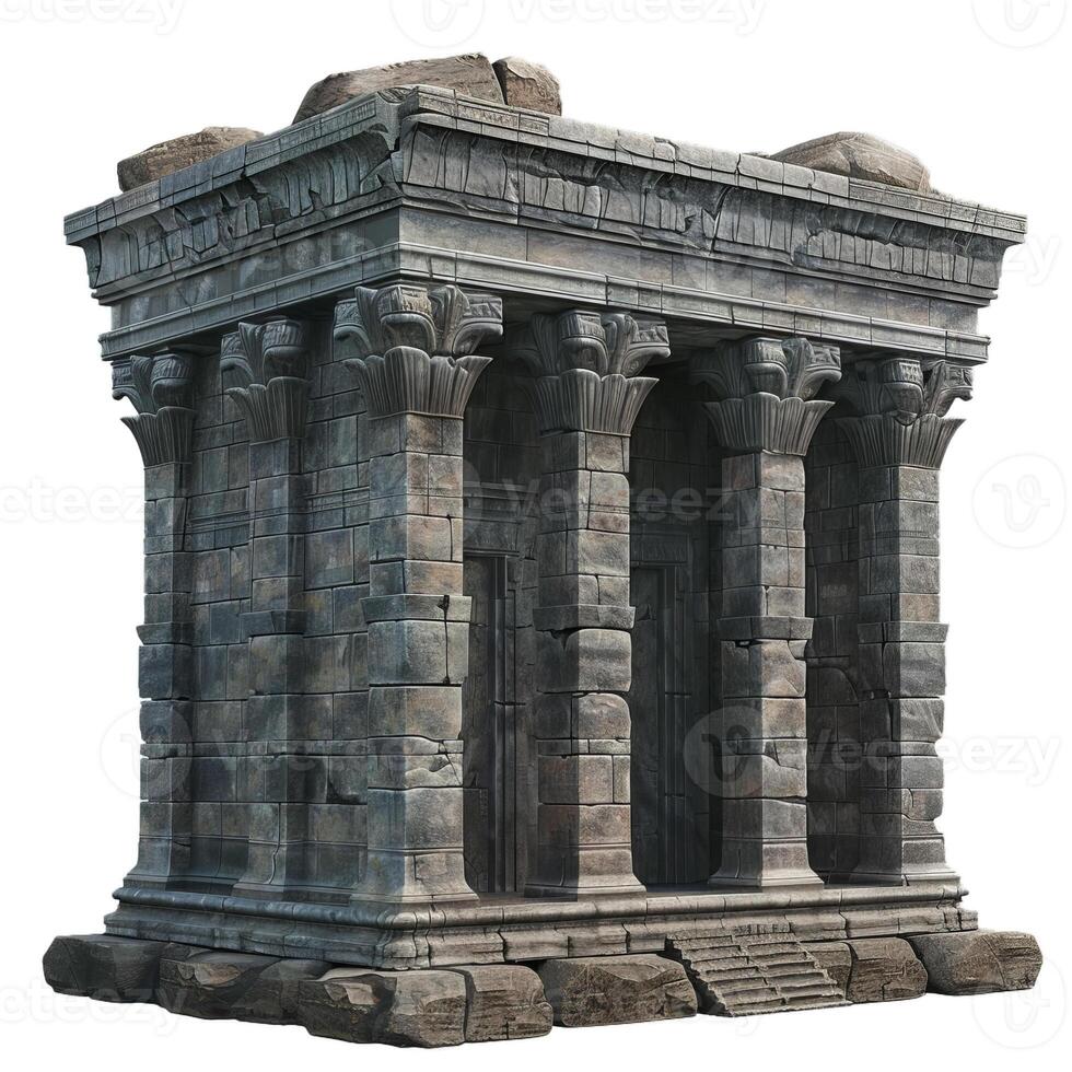 Ancient temple showing passing of time with weathered stone photo