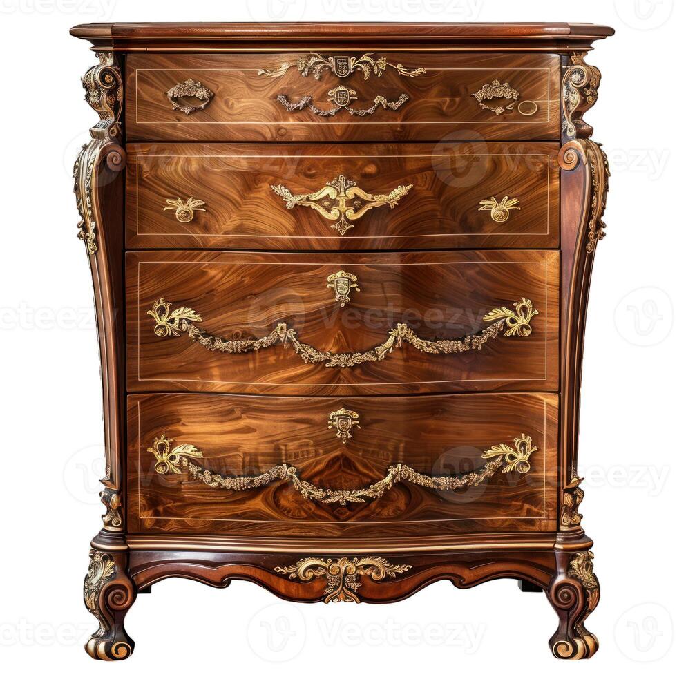 Antique wooden commode chest of drawers furniture isolated photo