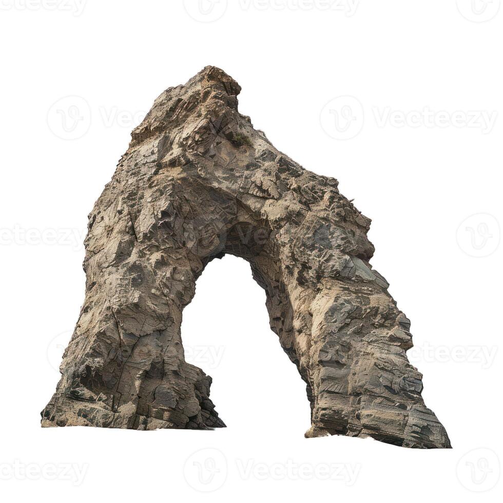Large natural rock arch formation isolated on white background photo