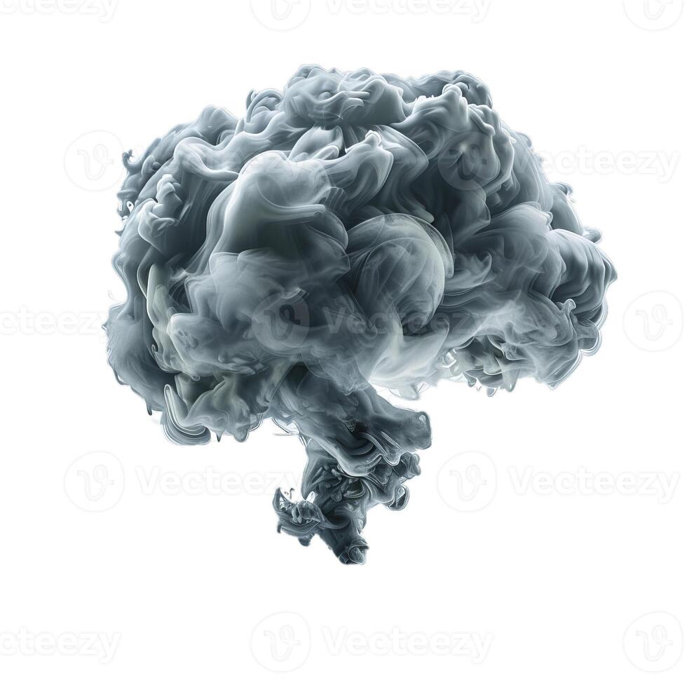 Grey ink cloud forming abstract shapes in water photo