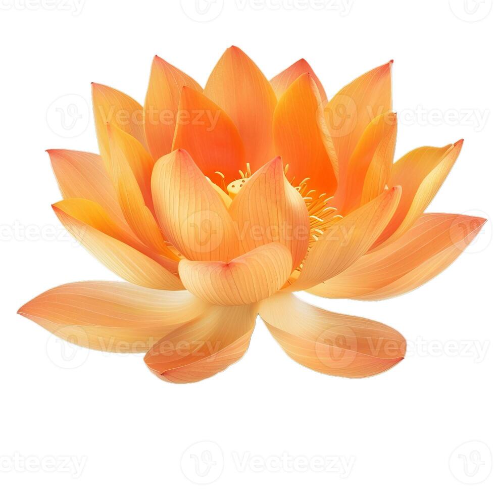 Beautiful orange lotus flower blooming on white background photo