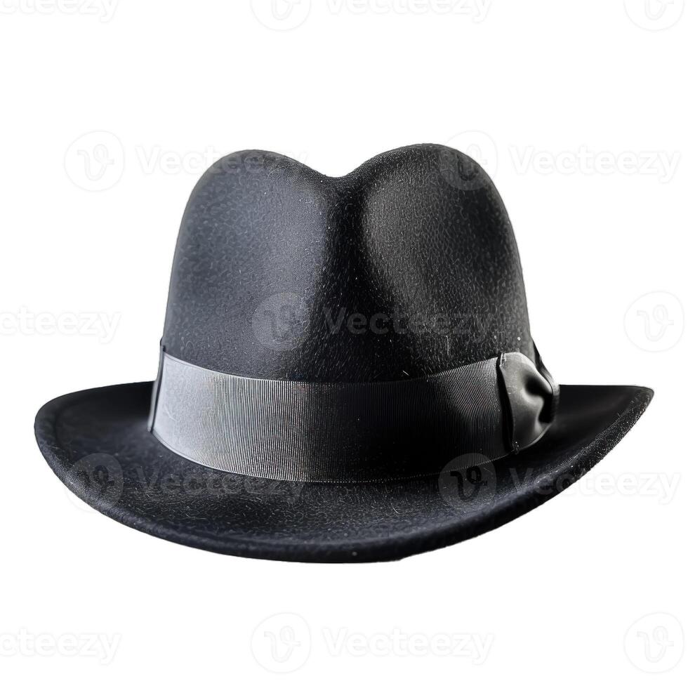 Classic black fedora hat isolated on white background photo