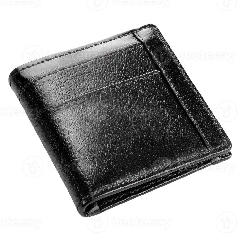Black leather wallet isolated on white background photo
