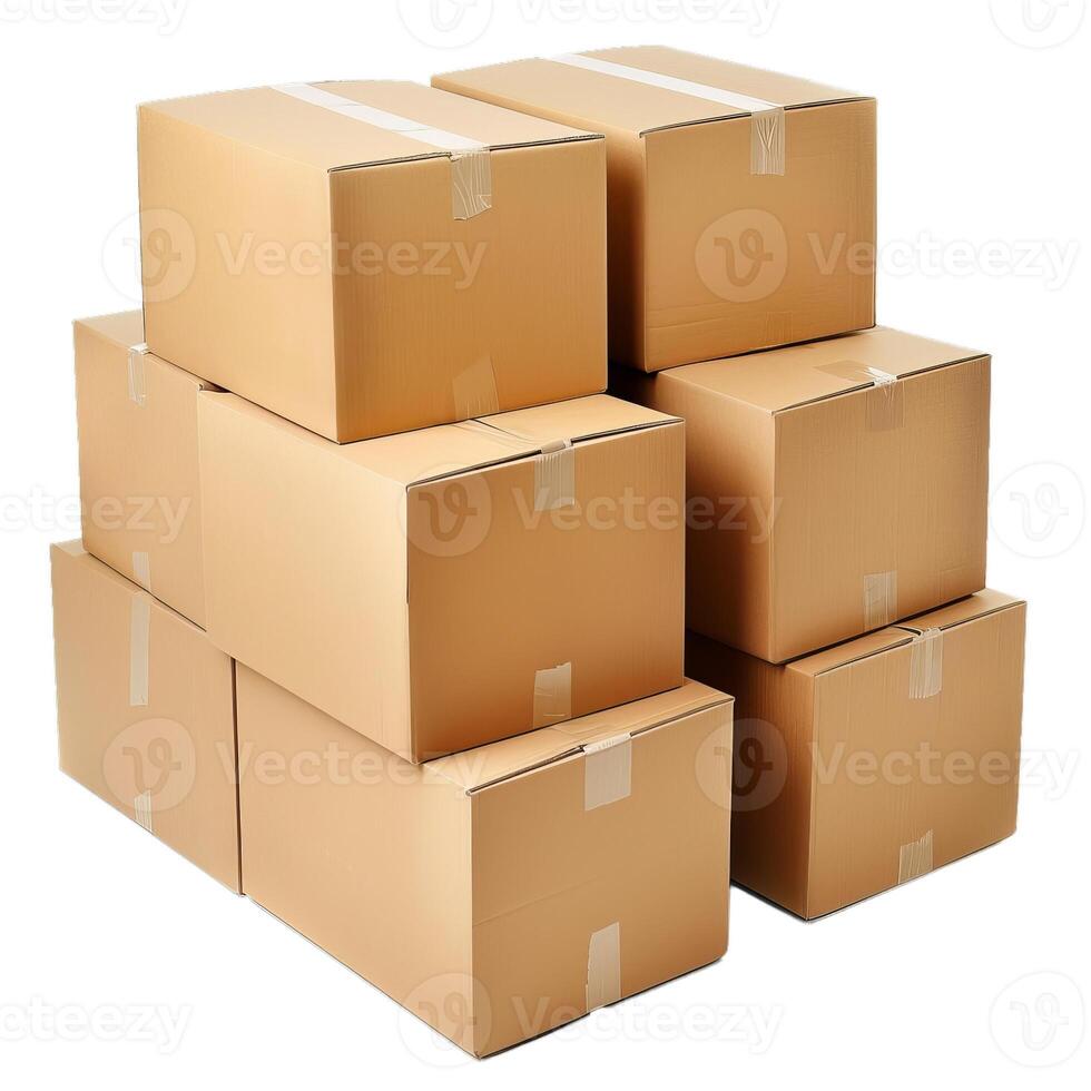 Stack of cardboard boxes ready for shipping photo