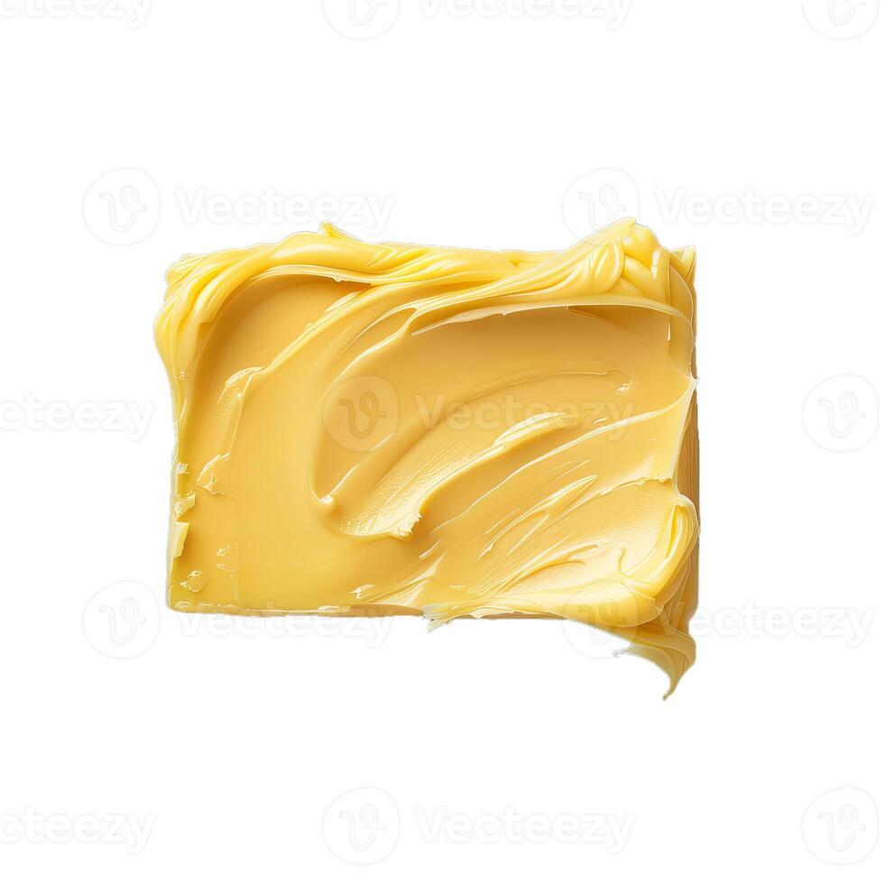 Smeared butter block isolated on white background photo