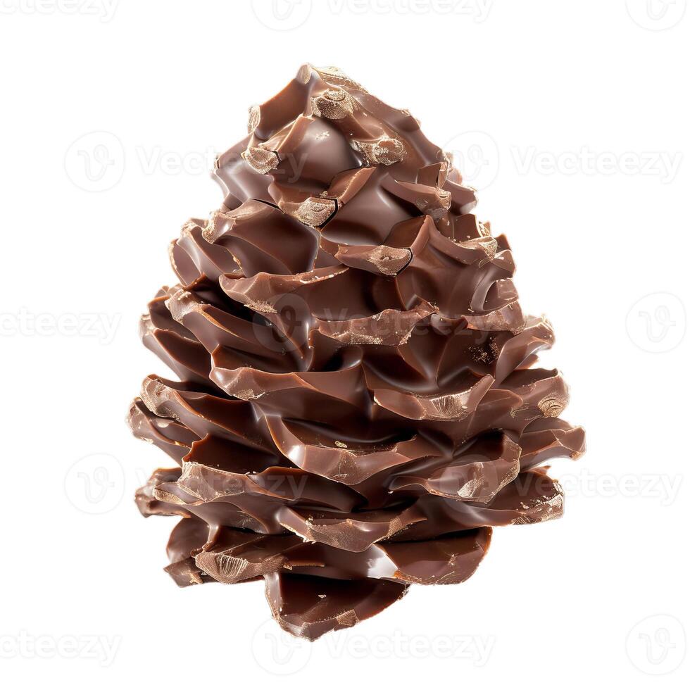 Chocolate in the shape of a pine cone isolated on white background photo