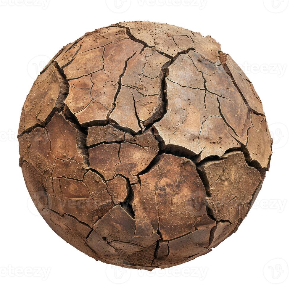 Dry and cracked earth forming a sphere representing global warming photo
