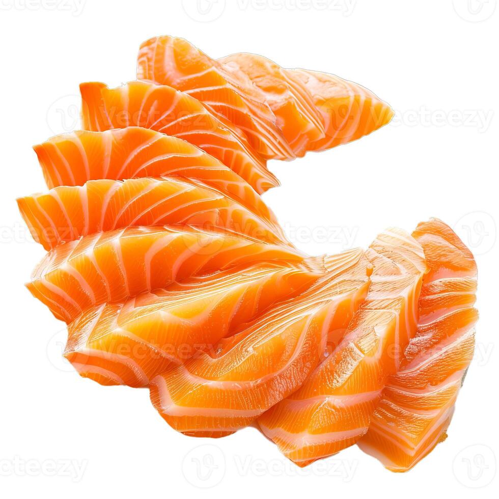 Salmon sashimi slices forming an appetizing design photo