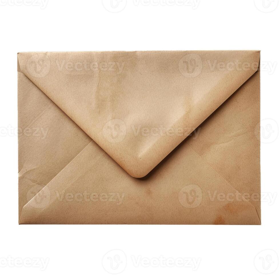 Vintage envelope is lying flat, showing its age and wear photo