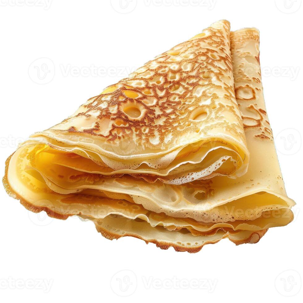 Stack of thin hot delicious russian pancakes lying on top of each other photo