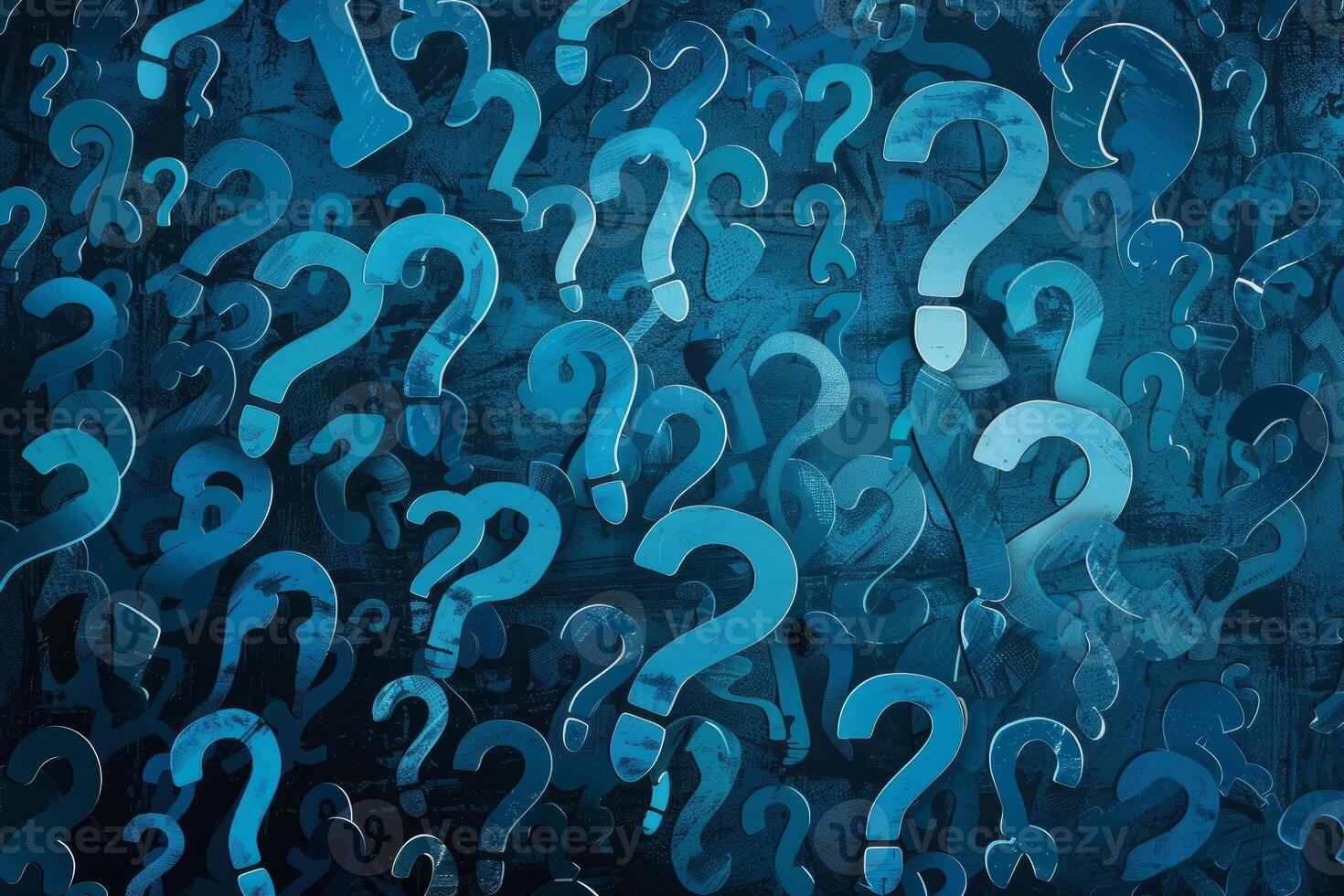 Blue question marks background depicting problem solving process photo