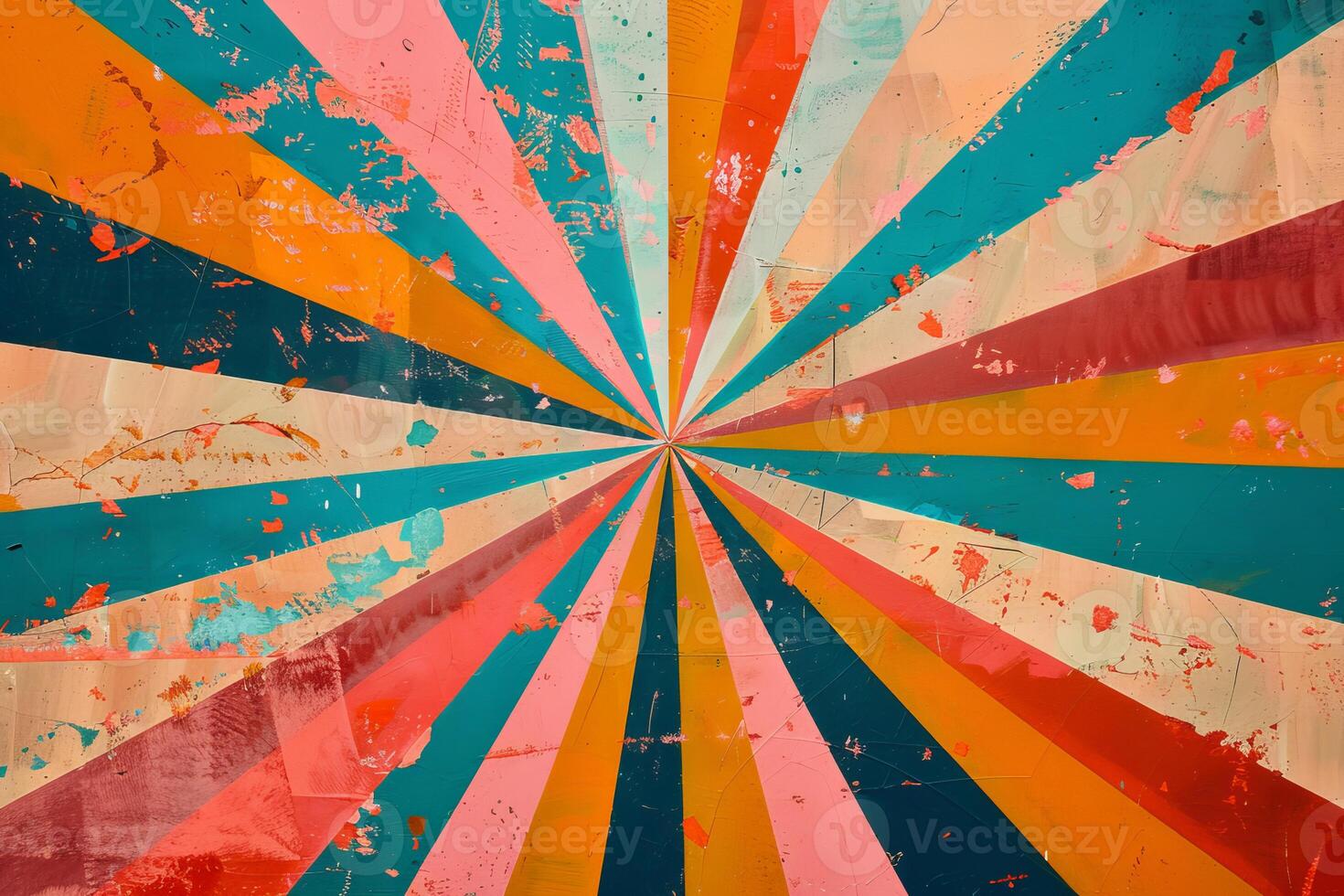 Colorful grunge background with sunbeams spreading from the center photo