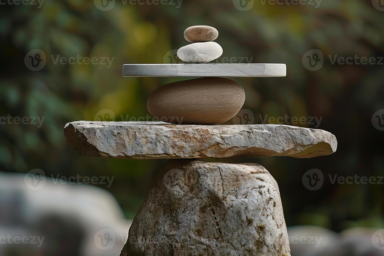 Balancing stones sculpture representing harmony and wellness photo
