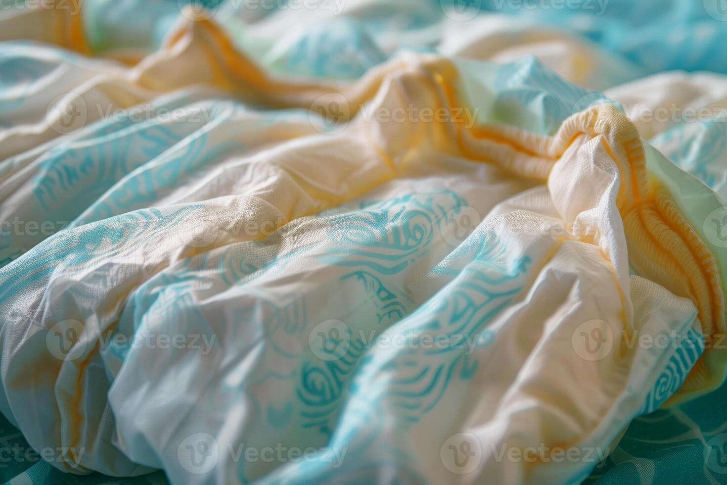 Close up of baby diaper showing absorbent material photo