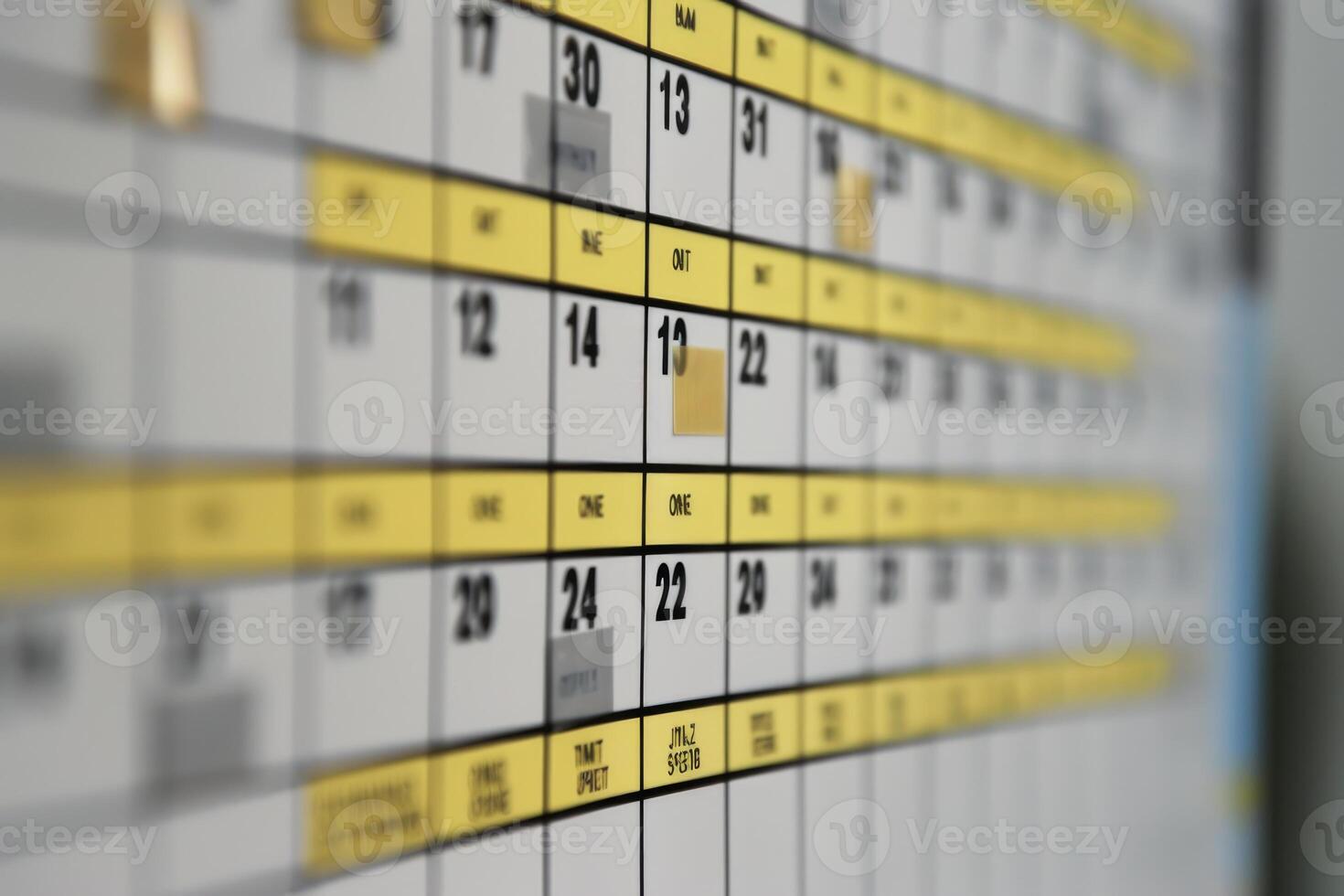 Planning board showing project management with dates and deadlines photo