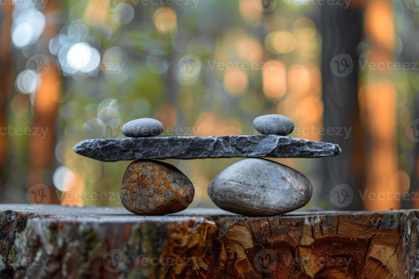 Balancing stones representing concept of harmony and balance in nature photo