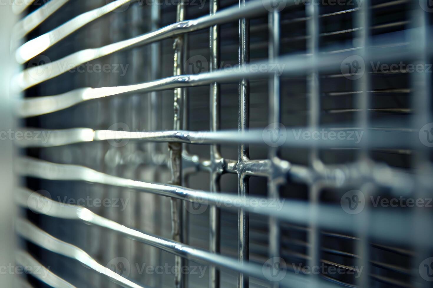 Close up of metallic chrome grille reflecting light photo