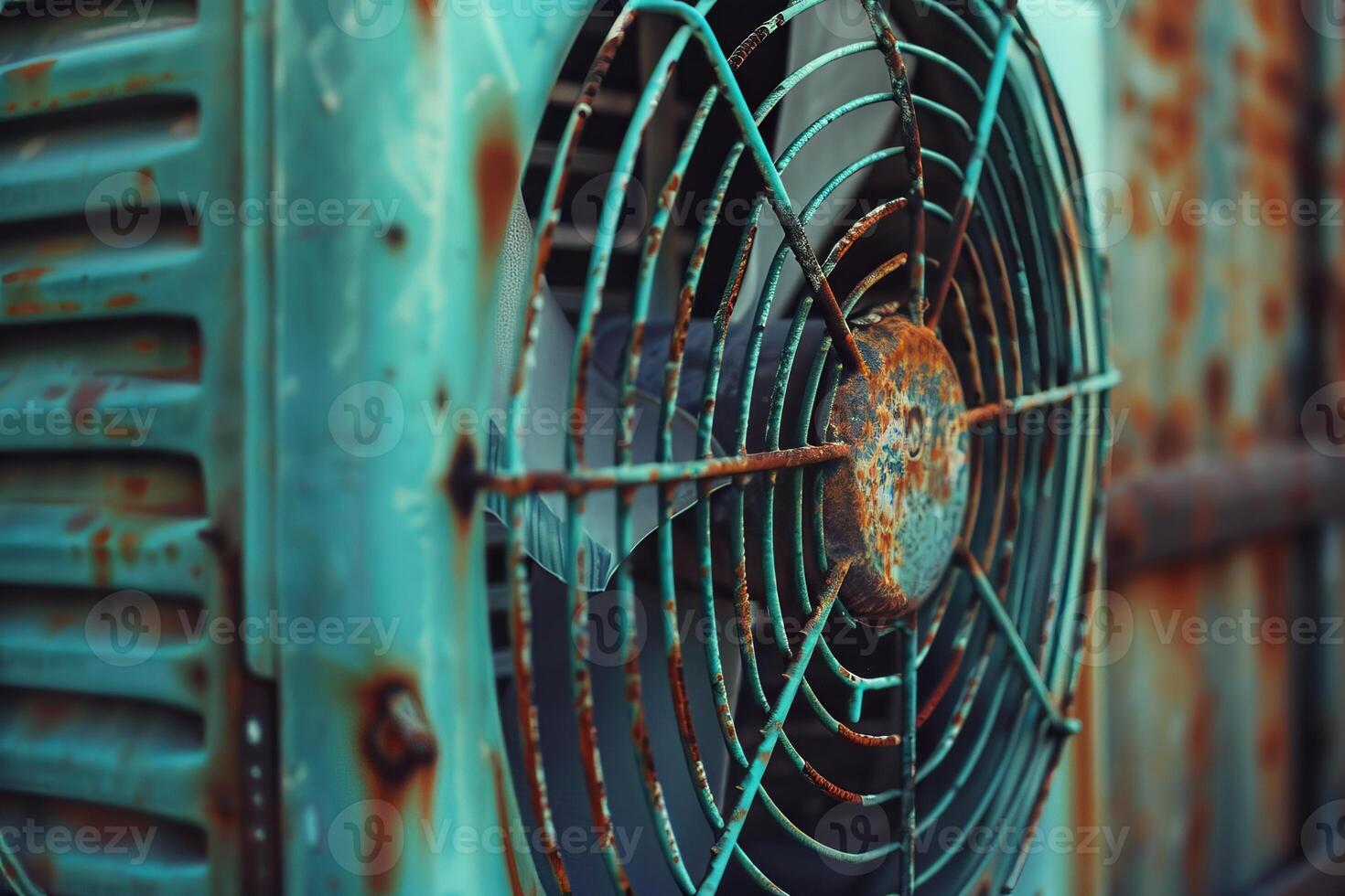 Rusty old industrial fan showing corrosion and decay photo