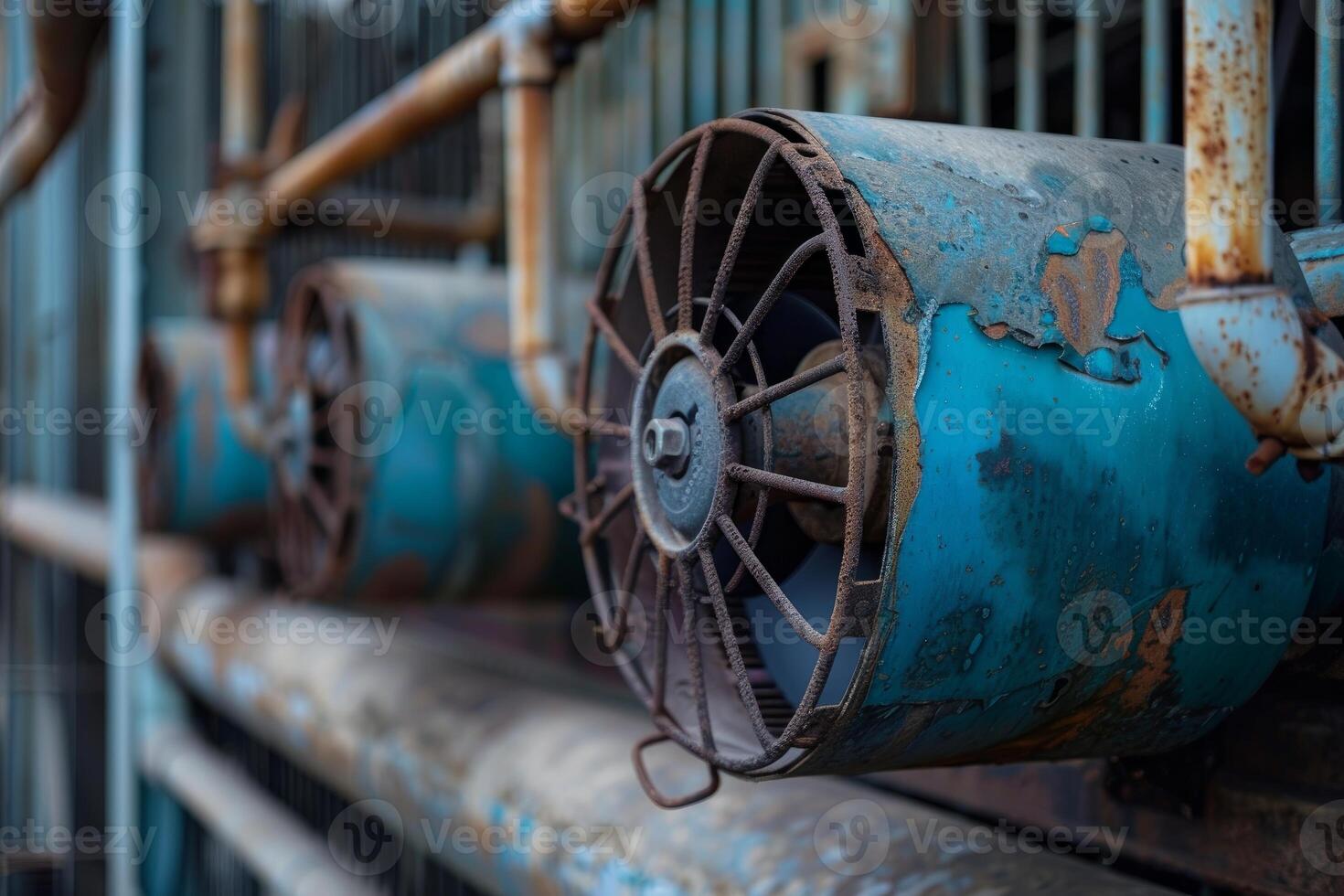 Old rusty industrial fan showing signs of age and decay photo