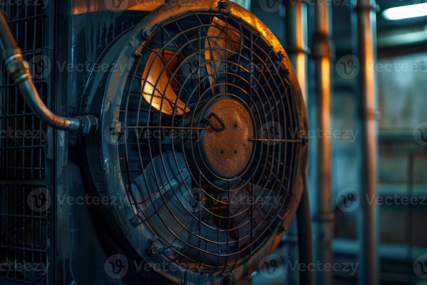 Industrial fan cooling system operating in factory photo