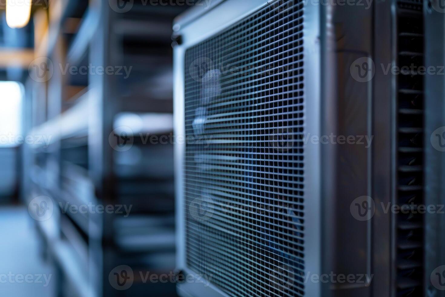 Industrial air conditioner cooling system operating in server room photo