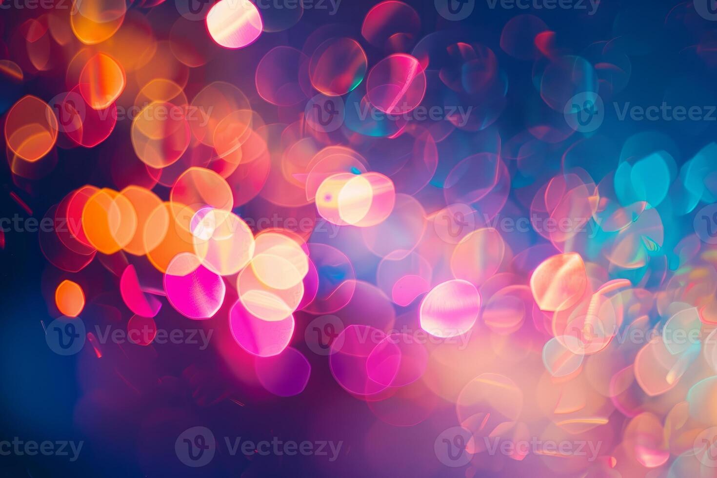 Abstract colorful bokeh background with defocused blurred lights photo