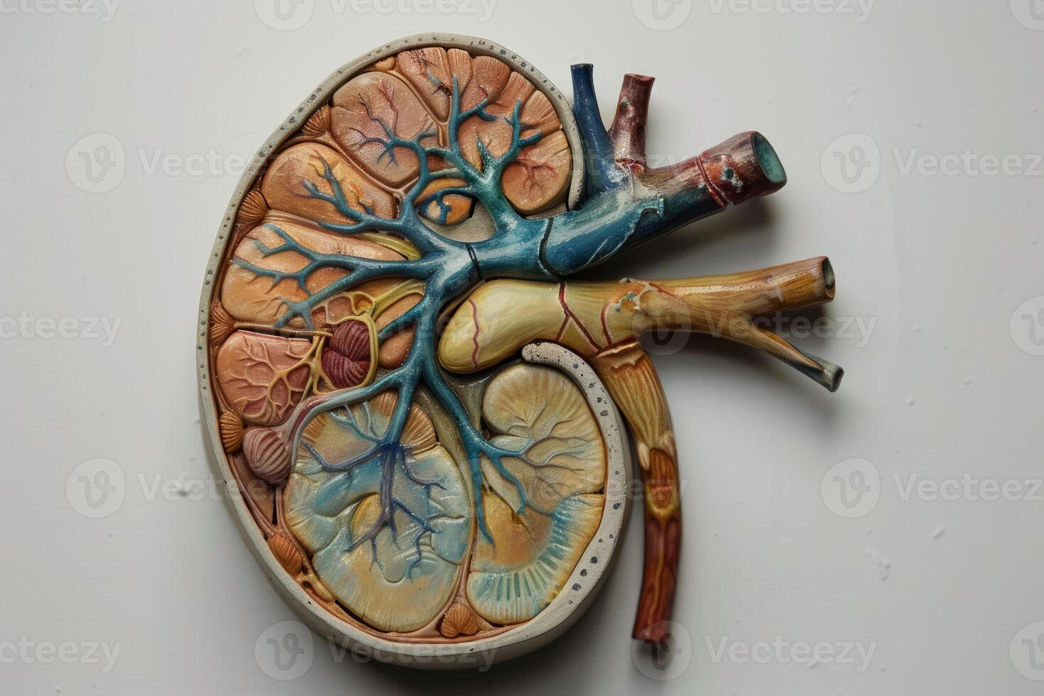 Anatomical model of human kidney showing internal structure photo