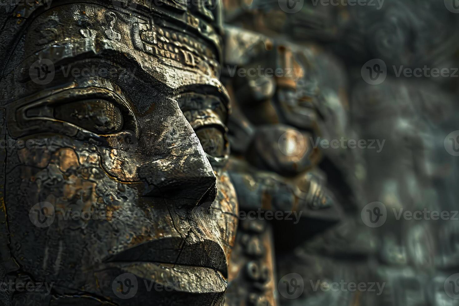 Ancient egyptian pharaoh stone face gazing through time photo