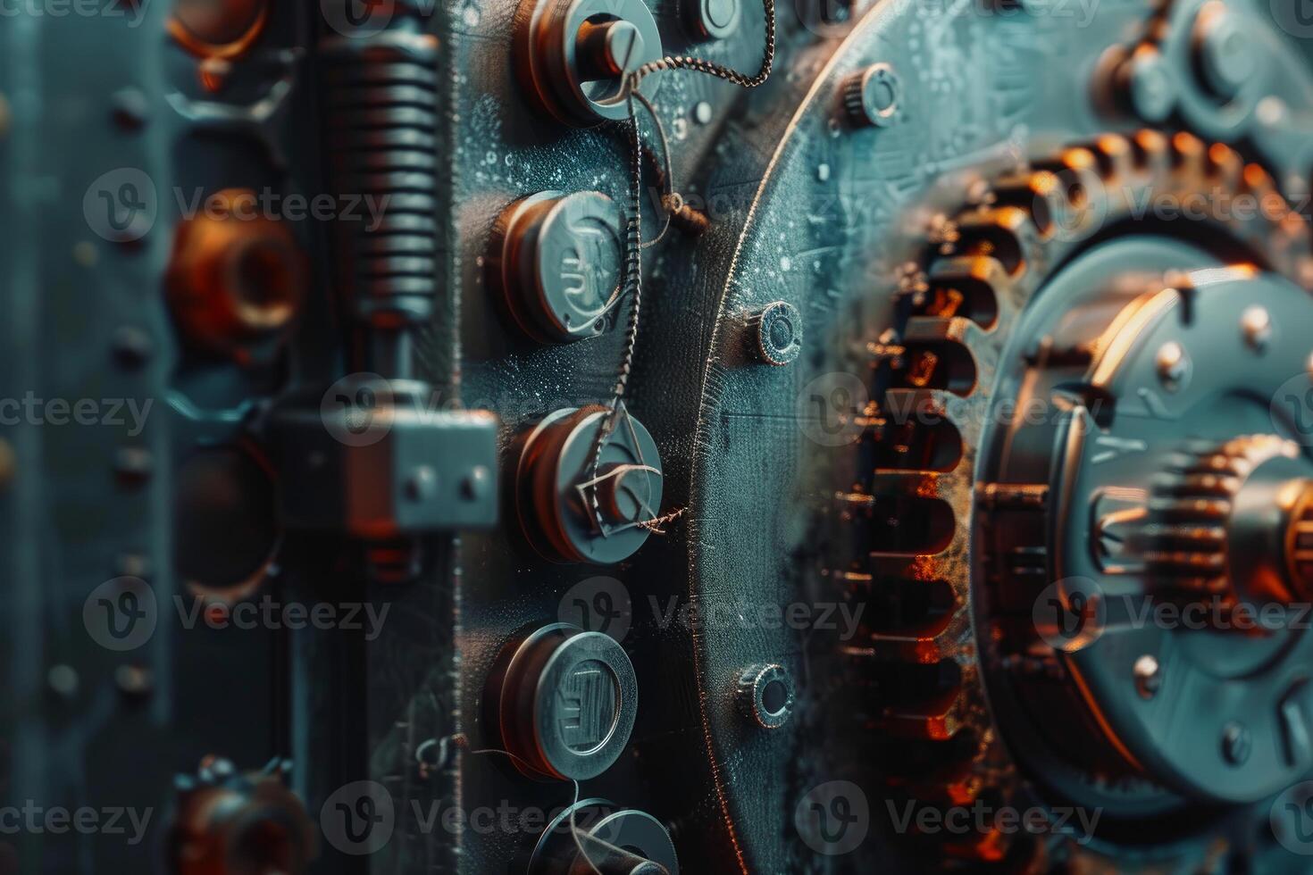Complex mechanism with rotating parts is operating photo