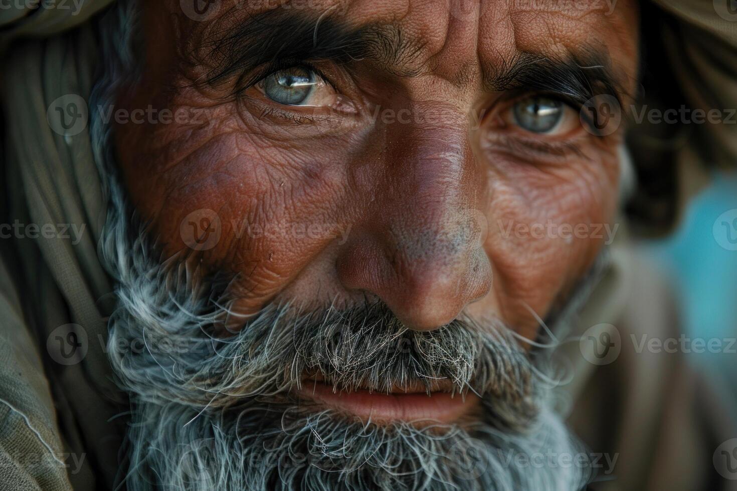 Senior afghan man with turban looking at camera photo