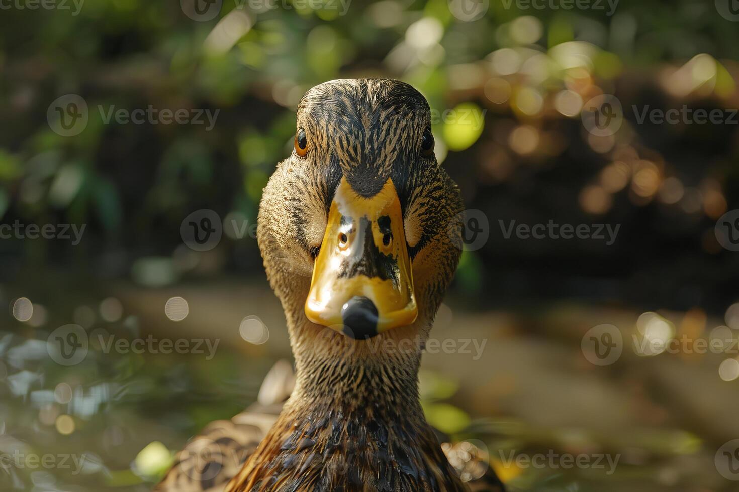 Closeup of a mallard duck in natural habitat photo