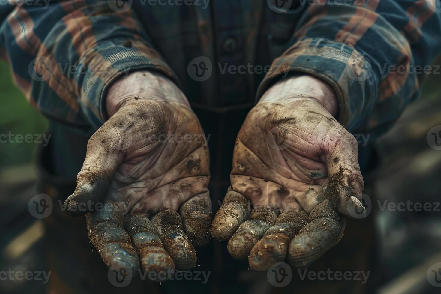 Weathered hands of a hardworking individual photo