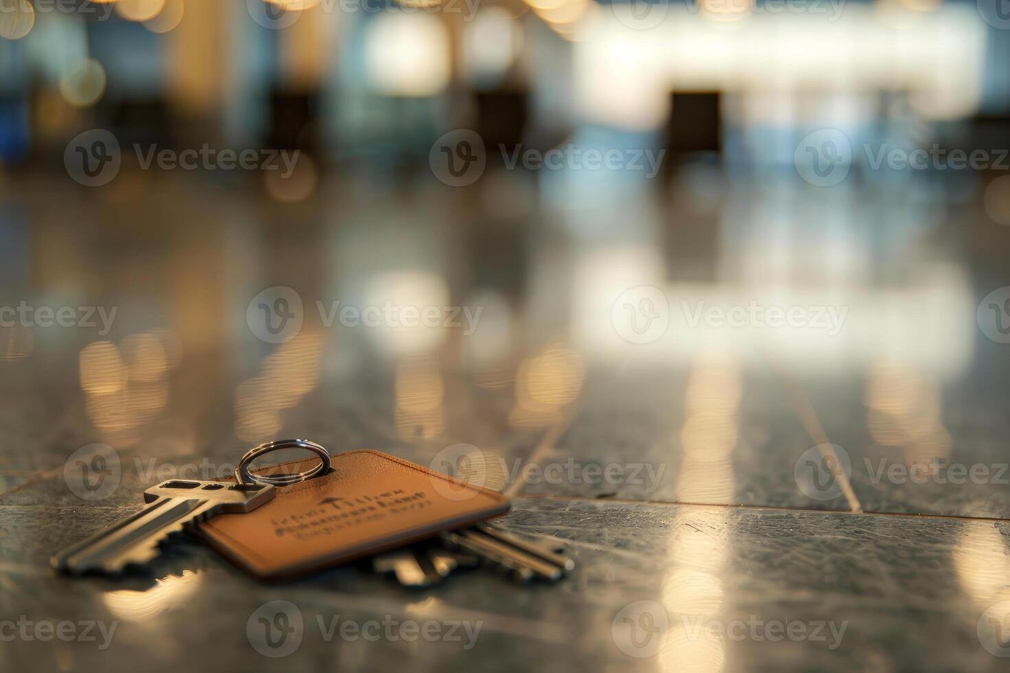 Keys lying on floor showing empty modern office building photo