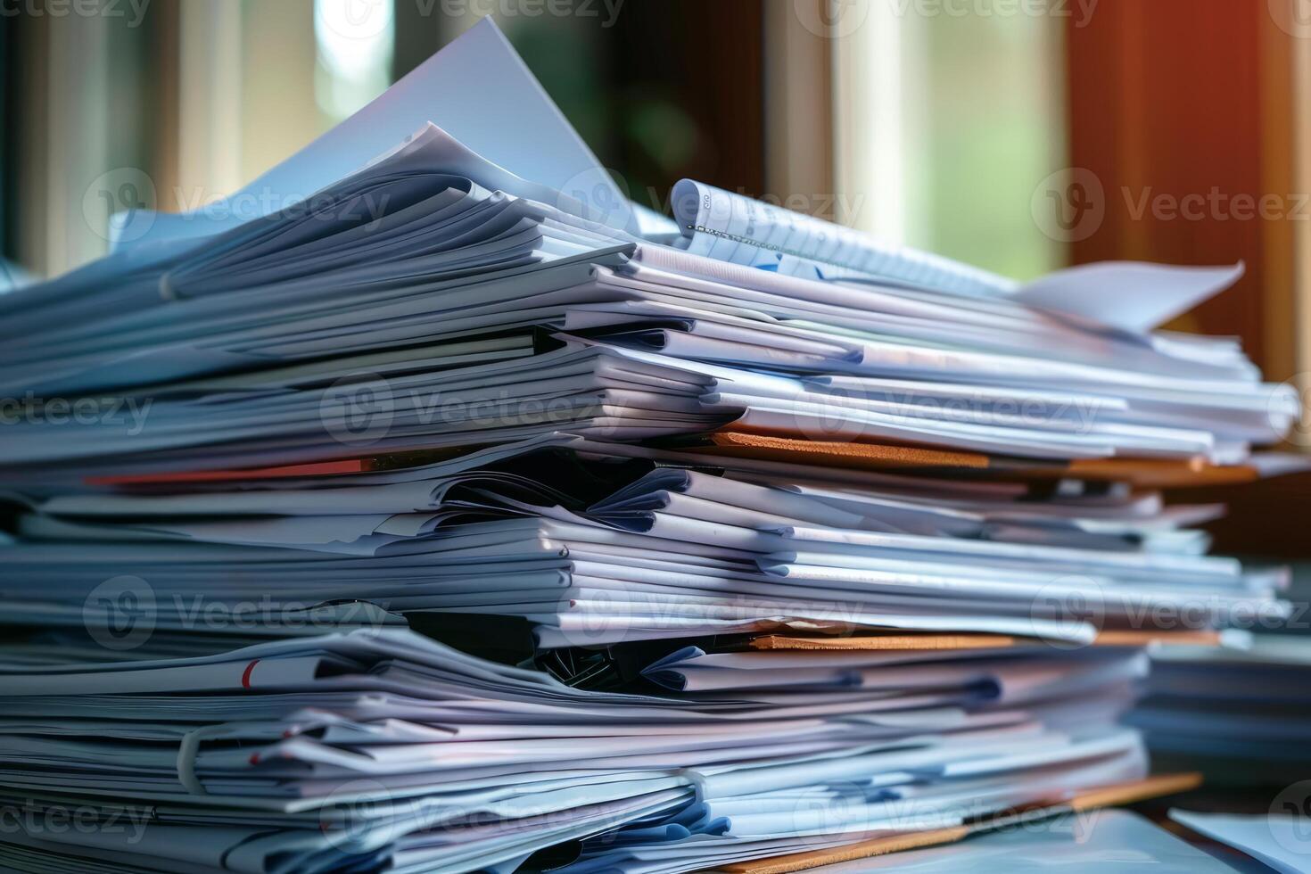Stack of paperwork representing administrative burden increasing exponentially photo