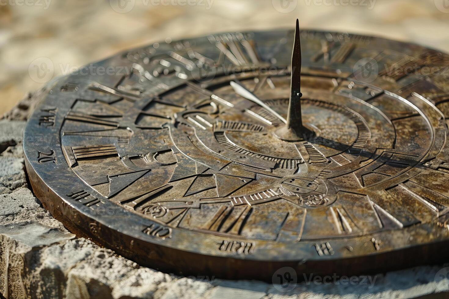 Old sundial is measuring time on a sunny day photo