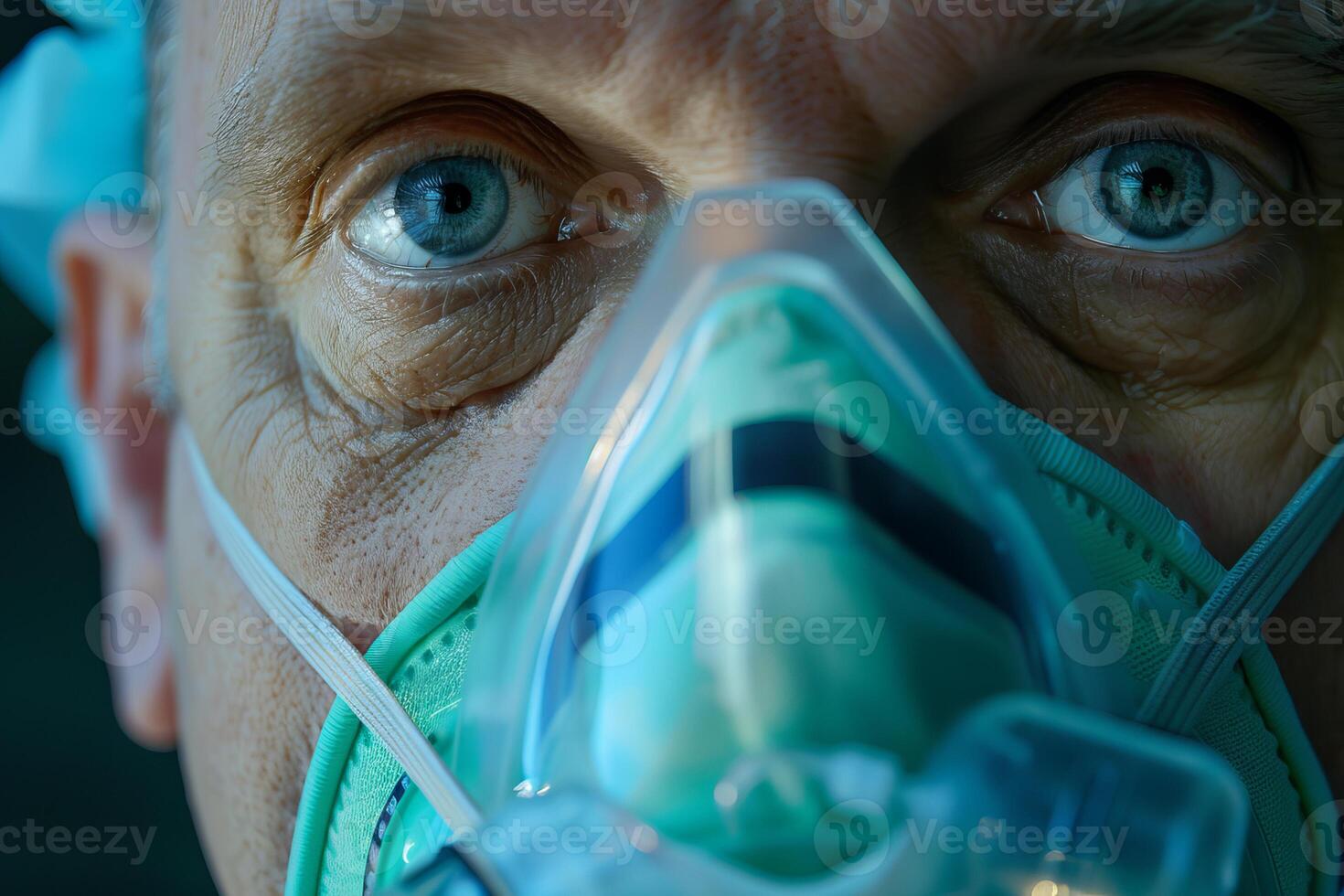 Doctor wearing surgical mask looking directly at viewer photo
