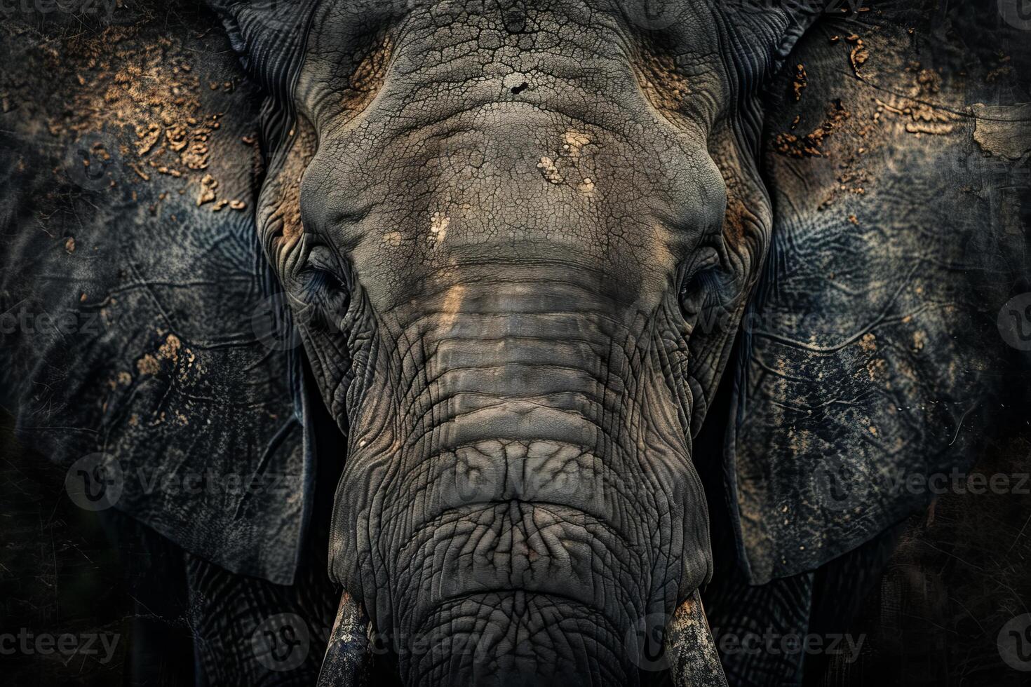 Powerful african elephant bull standing in the african wilderness photo