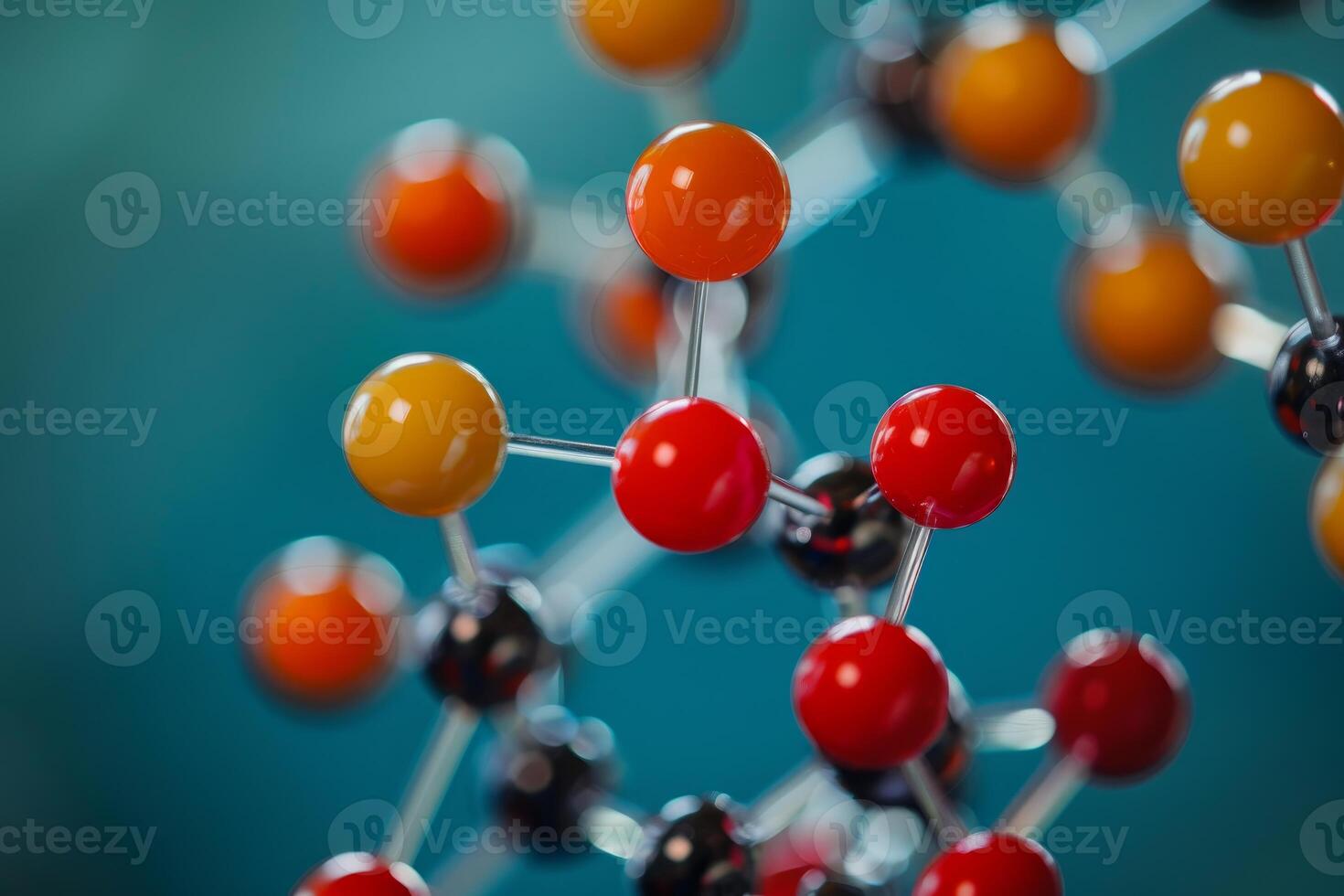 Molecular model structure representing scientific concept of chemical bonding photo