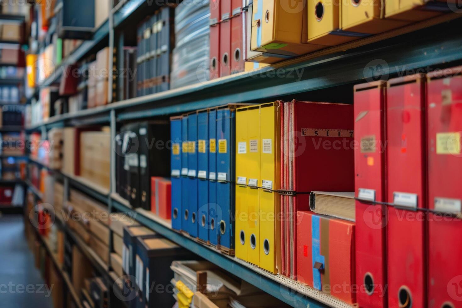 Archive storing files and documents organizing information in color photo